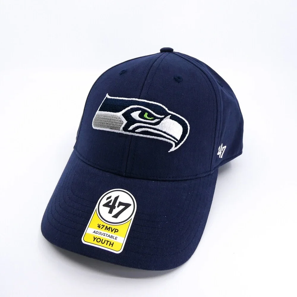 Seattle Seahawks Hat Boys Blue '47 Brand Strap Back‎ Cap Football NFL Youth New
